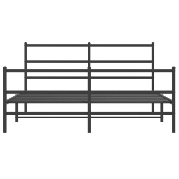 vidaXL Metal Bed Frame with Headboard and FootboardÂ Black 59.1"x78.7" - Image 5