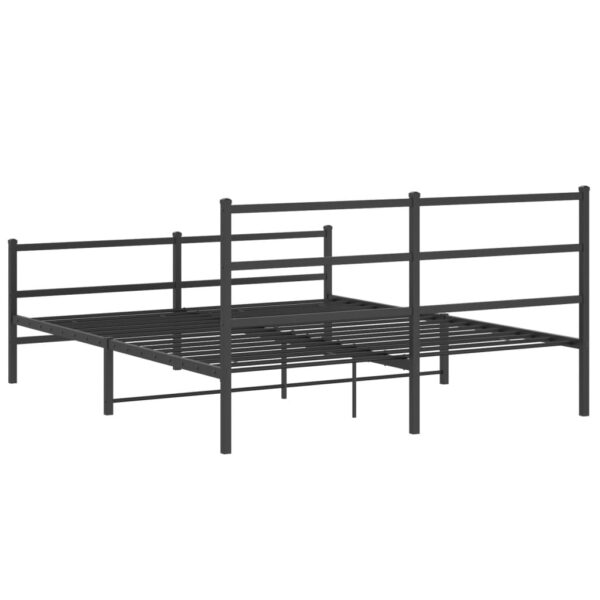 vidaXL Metal Bed Frame with Headboard and FootboardÂ Black 59.1"x78.7" - Image 7