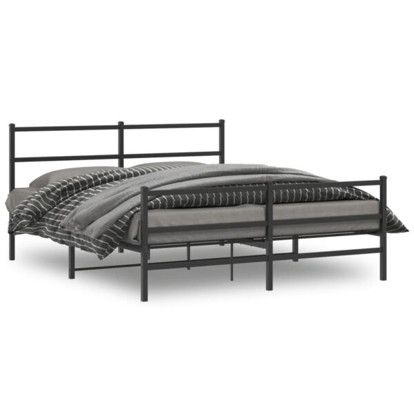 vidaXL Metal Bed Frame with Headboard and FootboardÂ Black 59.1"x78.7"