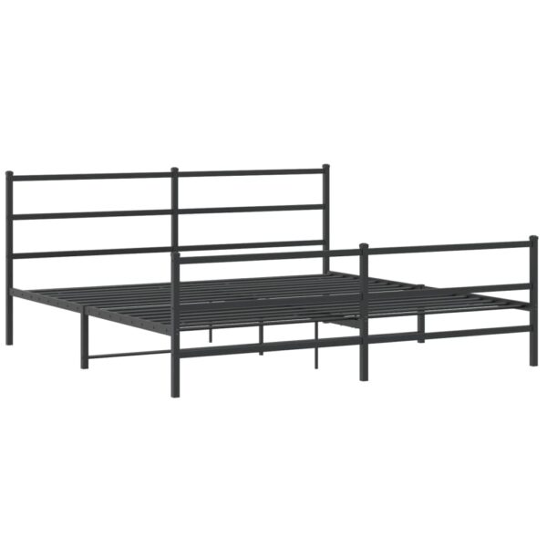 vidaXL Metal Bed Frame with Headboard and FootboardÂ Black 76"x79.9" King - Image 2