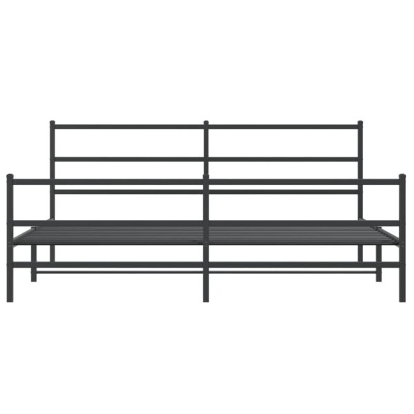 vidaXL Metal Bed Frame with Headboard and FootboardÂ Black 76"x79.9" King - Image 5