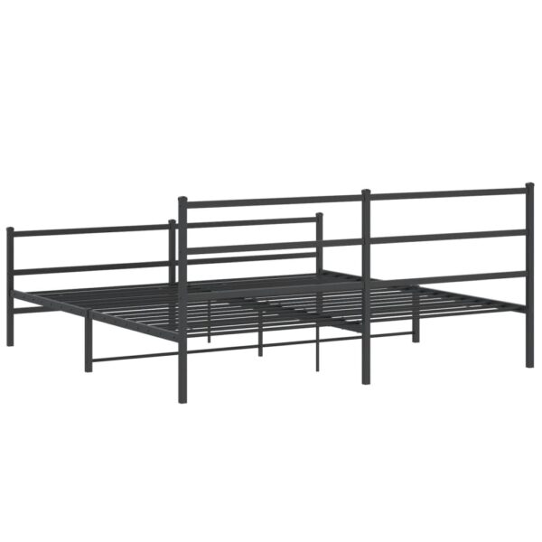 vidaXL Metal Bed Frame with Headboard and FootboardÂ Black 76"x79.9" King - Image 7