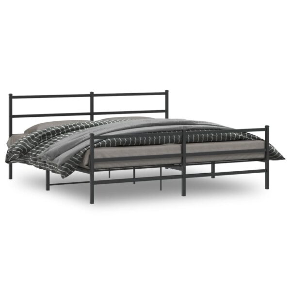 vidaXL Metal Bed Frame with Headboard and FootboardÂ Black 76"x79.9" King