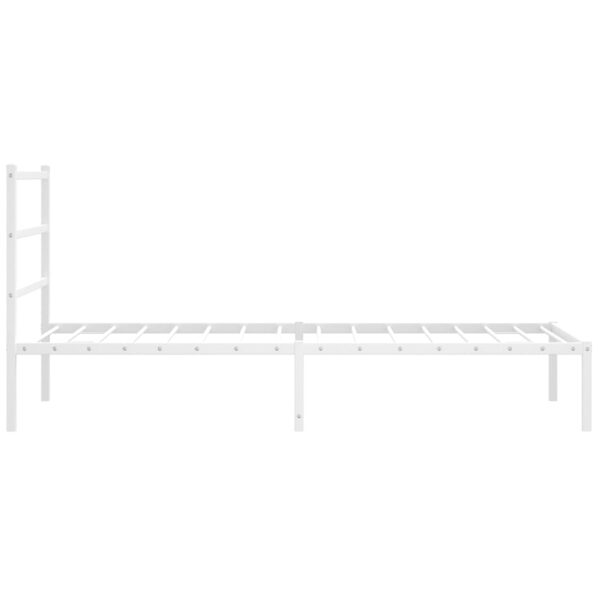 vidaXL Metal Bed Frame with Headboard White 39.4"x78.7" - Image 6