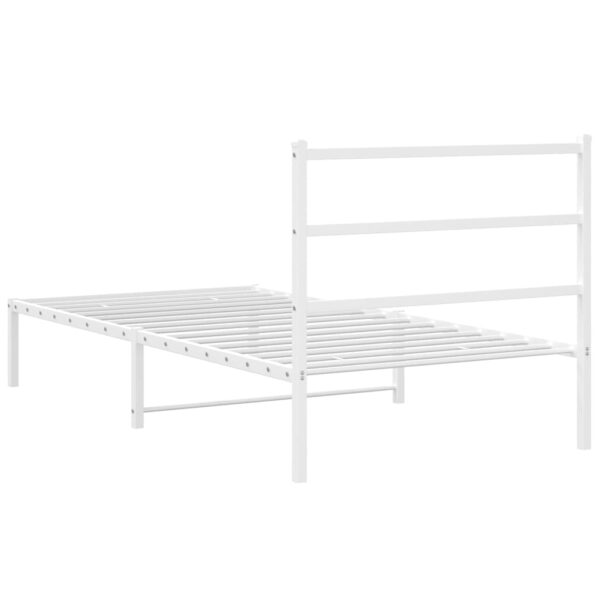 vidaXL Metal Bed Frame with Headboard White 39.4"x78.7" - Image 7