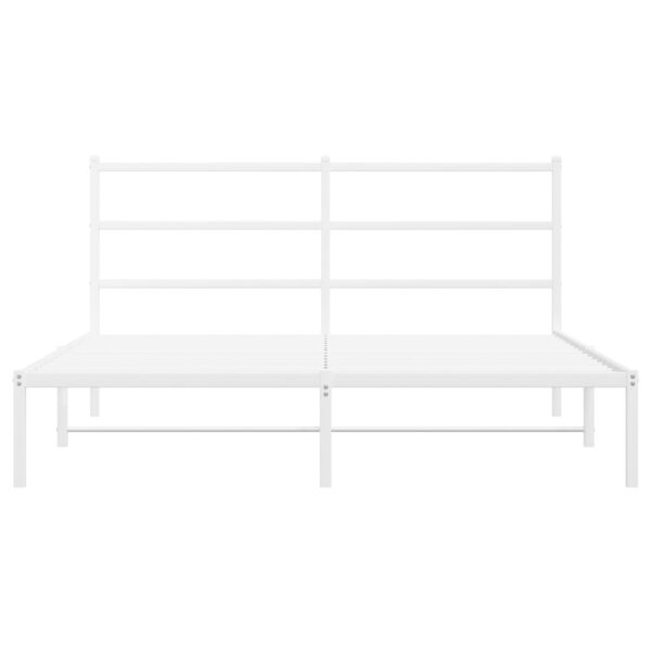 vidaXL Metal Bed Frame with Headboard White 59.1"x78.7" - Image 5