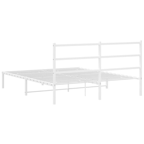 vidaXL Metal Bed Frame with Headboard White 59.1"x78.7" - Image 7