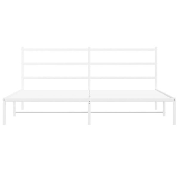 vidaXL Metal Bed Frame with Headboard White 76"x79.9" King - Image 5