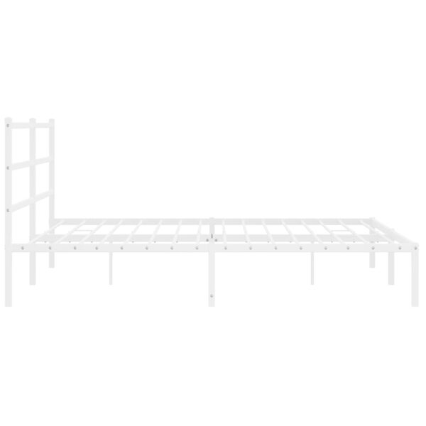 vidaXL Metal Bed Frame with Headboard White 76"x79.9" King - Image 6