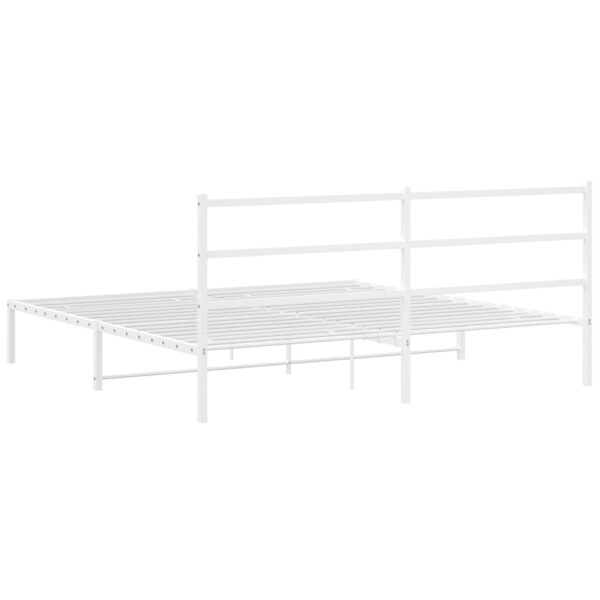 vidaXL Metal Bed Frame with Headboard White 76"x79.9" King - Image 7