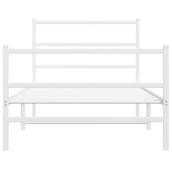 vidaXL Metal Bed Frame with Headboard and FootboardÂ White 39.4"x78.7" - Image 5