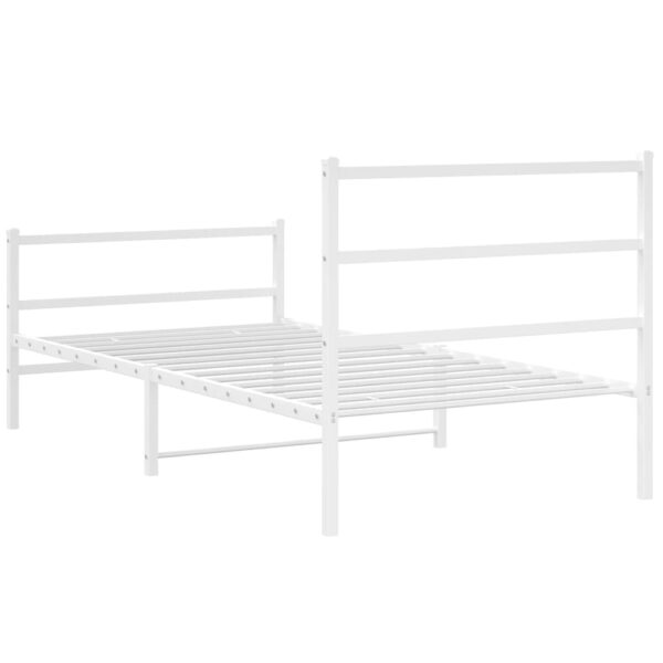 vidaXL Metal Bed Frame with Headboard and FootboardÂ White 39.4"x78.7" - Image 7