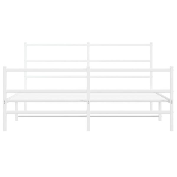 vidaXL Metal Bed Frame with Headboard and FootboardÂ White 59.1"x78.7" - Image 5