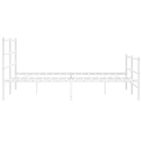 vidaXL Metal Bed Frame with Headboard and FootboardÂ White 59.1"x78.7" - Image 6