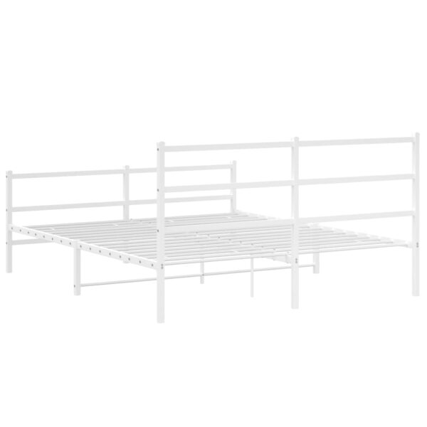 vidaXL Metal Bed Frame with Headboard and FootboardÂ White 59.1"x78.7" - Image 7