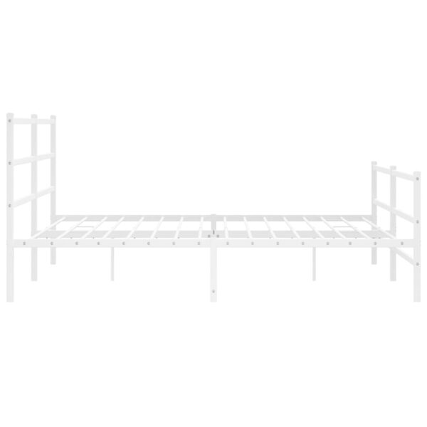 vidaXL Metal Bed Frame with Headboard and FootboardÂ White 76"x79.9" King - Image 6