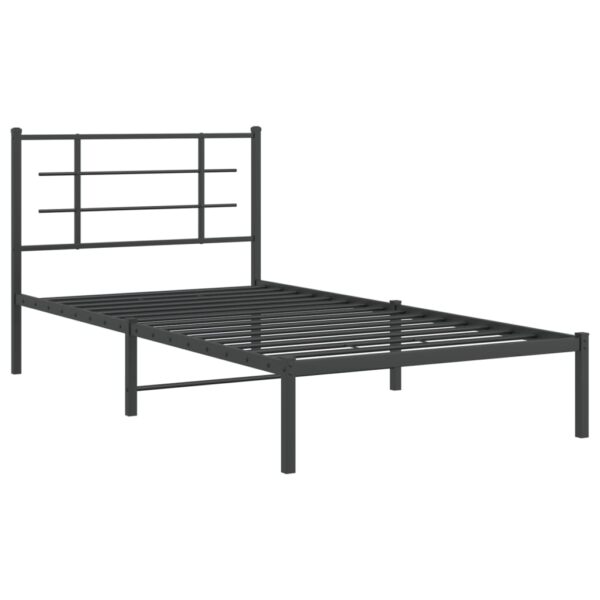 vidaXL Metal Bed Frame with Headboard Black 39.4"x78.7" - Image 2