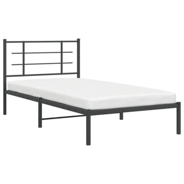 vidaXL Metal Bed Frame with Headboard Black 39.4"x78.7" - Image 4