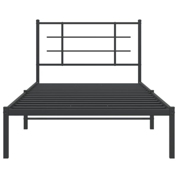 vidaXL Metal Bed Frame with Headboard Black 39.4"x78.7" - Image 5