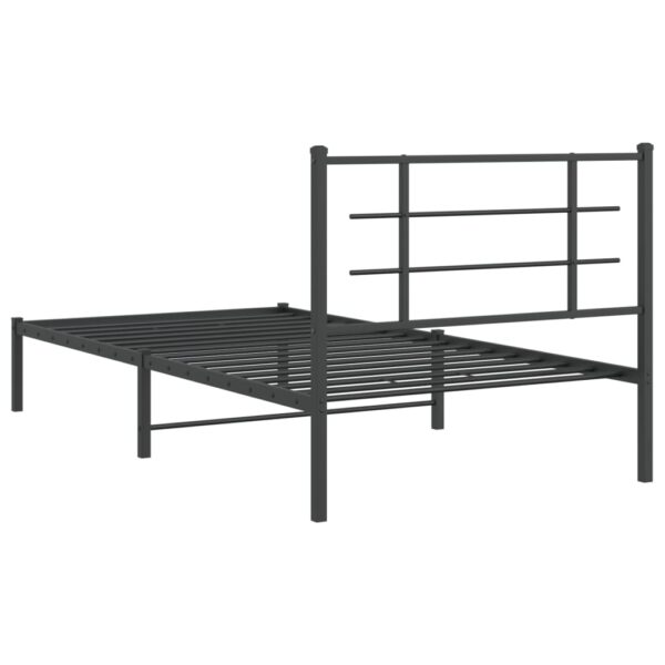 vidaXL Metal Bed Frame with Headboard Black 39.4"x78.7" - Image 7