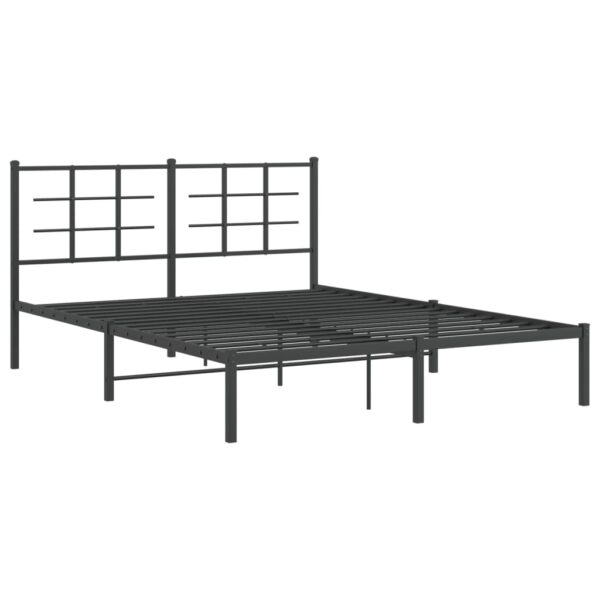 vidaXL Metal Bed Frame with Headboard Black 59.1"x78.7" - Image 2