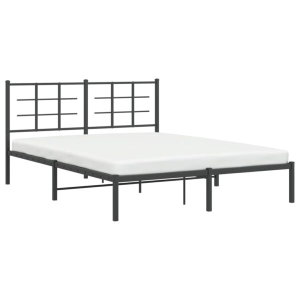 vidaXL Metal Bed Frame with Headboard Black 59.1"x78.7" - Image 4