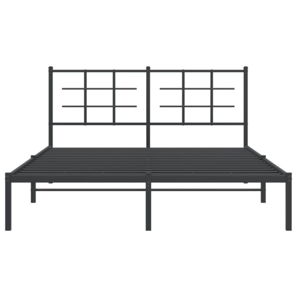 vidaXL Metal Bed Frame with Headboard Black 59.1"x78.7" - Image 5