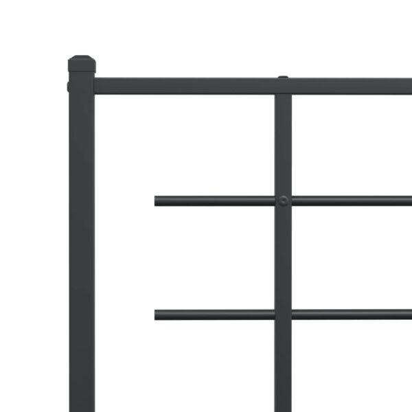 vidaXL Metal Bed Frame with Headboard Black 59.1"x78.7" - Image 8