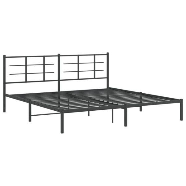 vidaXL Metal Bed Frame with Headboard Black 76"x79.9" King - Image 2