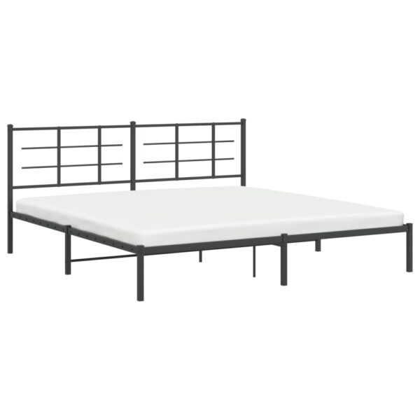 vidaXL Metal Bed Frame with Headboard Black 76"x79.9" King - Image 4