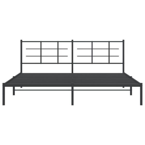 vidaXL Metal Bed Frame with Headboard Black 76"x79.9" King - Image 5