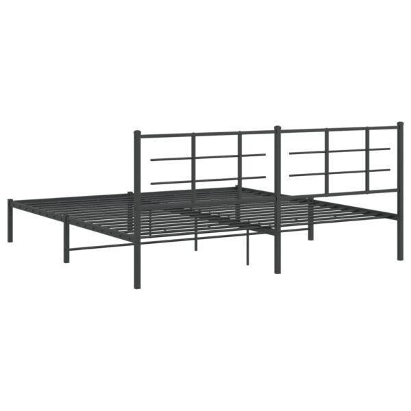 vidaXL Metal Bed Frame with Headboard Black 76"x79.9" King - Image 7