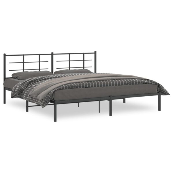 vidaXL Metal Bed Frame with Headboard Black 76"x79.9" King