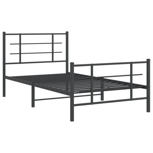 vidaXL Metal Bed Frame with Headboard and Footboard Black 39.4"x78.7" - Image 2