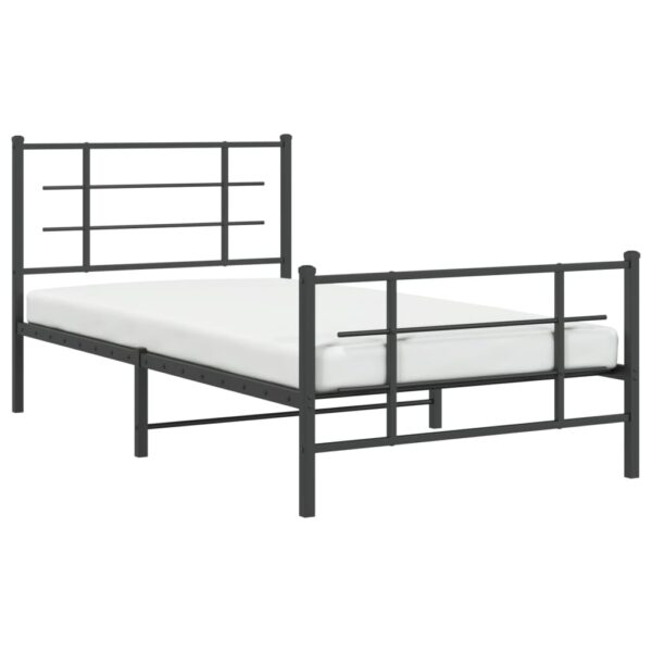 vidaXL Metal Bed Frame with Headboard and Footboard Black 39.4"x78.7" - Image 4