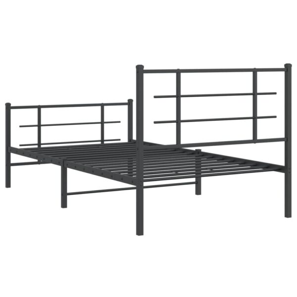 vidaXL Metal Bed Frame with Headboard and Footboard Black 39.4"x78.7" - Image 7