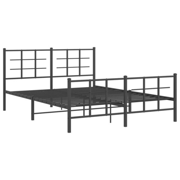 vidaXL Metal Bed Frame with Headboard and Footboard Black 59.1"x78.7" - Image 2