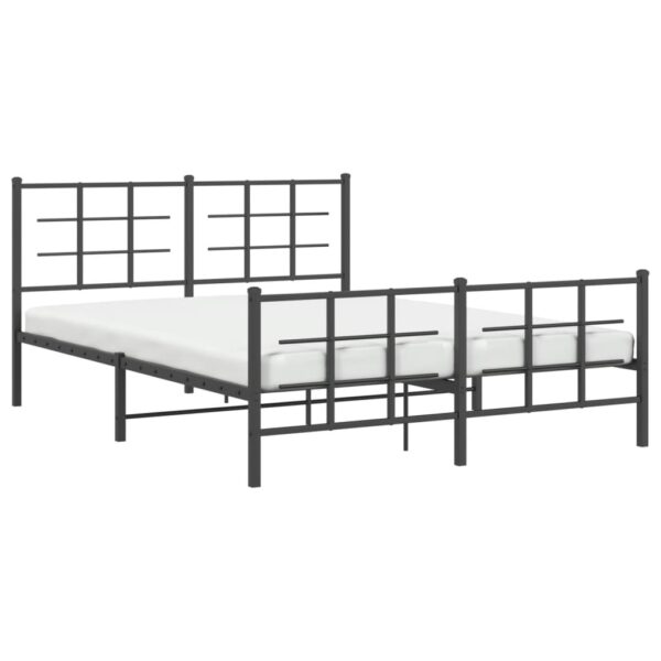 vidaXL Metal Bed Frame with Headboard and Footboard Black 59.1"x78.7" - Image 4