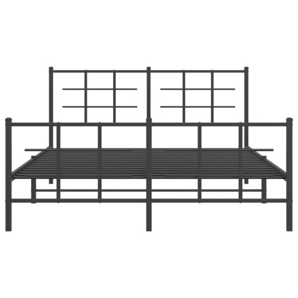 vidaXL Metal Bed Frame with Headboard and Footboard Black 59.1"x78.7" - Image 5