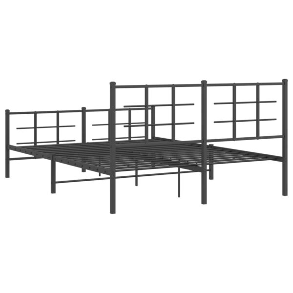 vidaXL Metal Bed Frame with Headboard and Footboard Black 59.1"x78.7" - Image 7