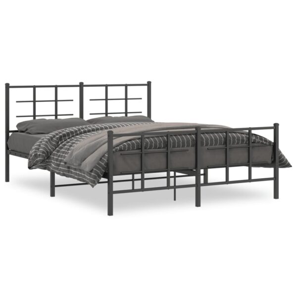 vidaXL Metal Bed Frame with Headboard and Footboard Black 59.1"x78.7"