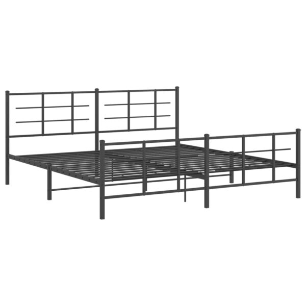 vidaXL Metal Bed Frame with Headboard and Footboard Black 76"x79.9" King - Image 2