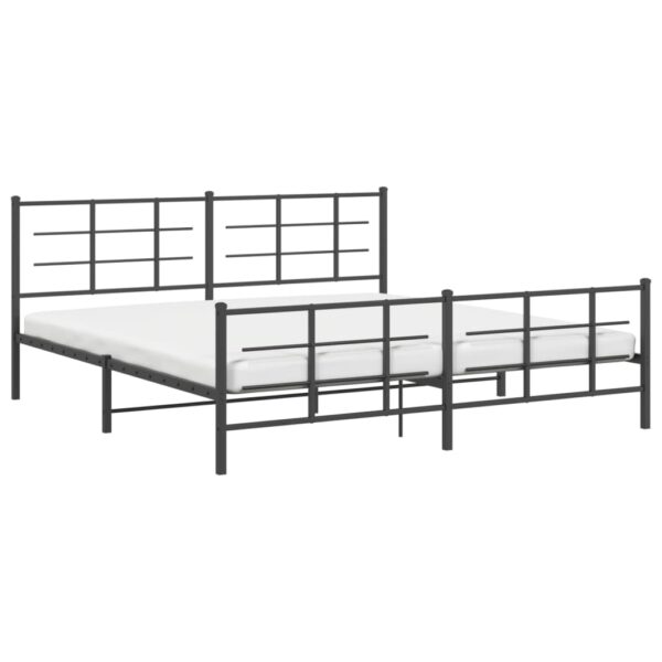 vidaXL Metal Bed Frame with Headboard and Footboard Black 76"x79.9" King - Image 4