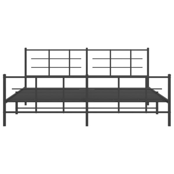 vidaXL Metal Bed Frame with Headboard and Footboard Black 76"x79.9" King - Image 5