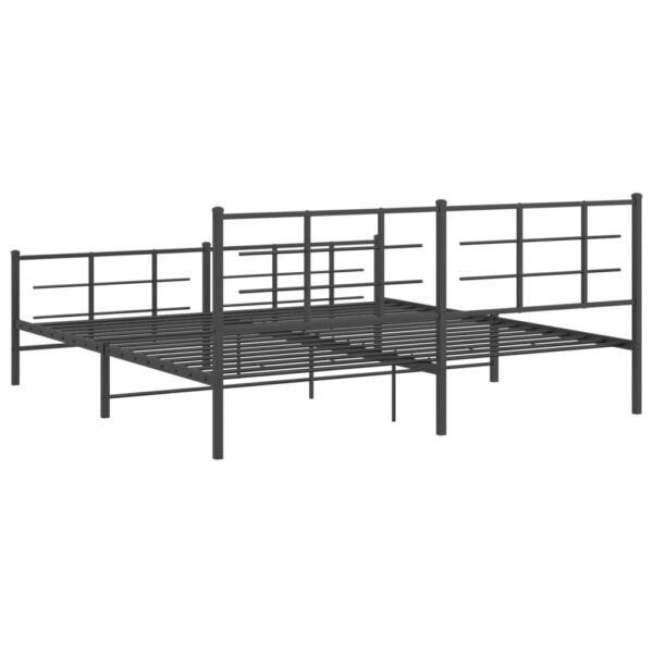 vidaXL Metal Bed Frame with Headboard and Footboard Black 76"x79.9" King - Image 7