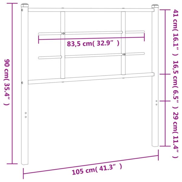 vidaXL Metal Headboard Black 39.4" - Image 6