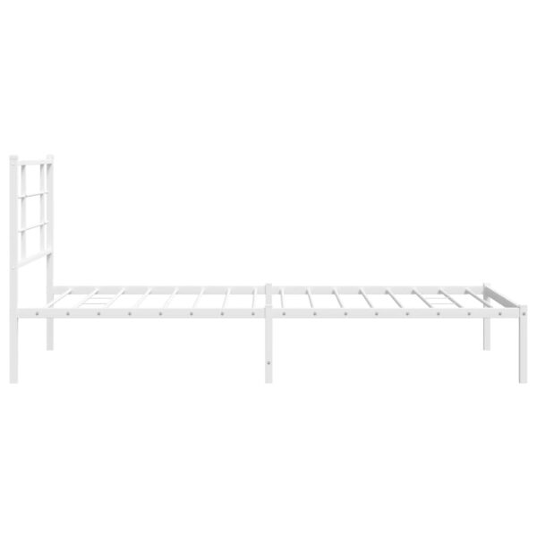 vidaXL Metal Bed Frame with Headboard White 39.4"x78.7" - Image 6