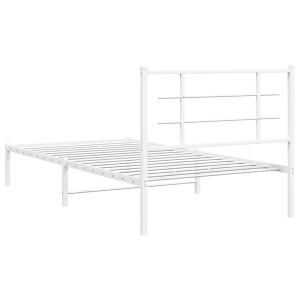 vidaXL Metal Bed Frame with Headboard White 39.4"x78.7" - Image 7