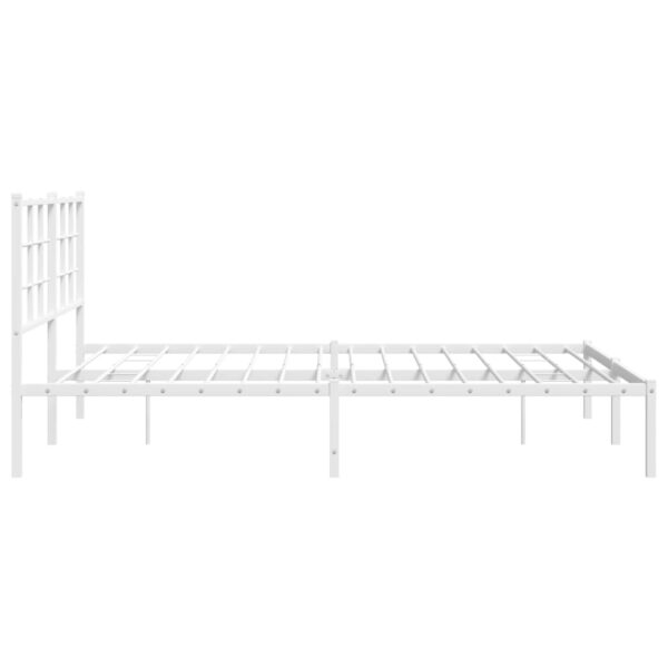 vidaXL Metal Bed Frame with Headboard White 59.1"x78.7" - Image 6