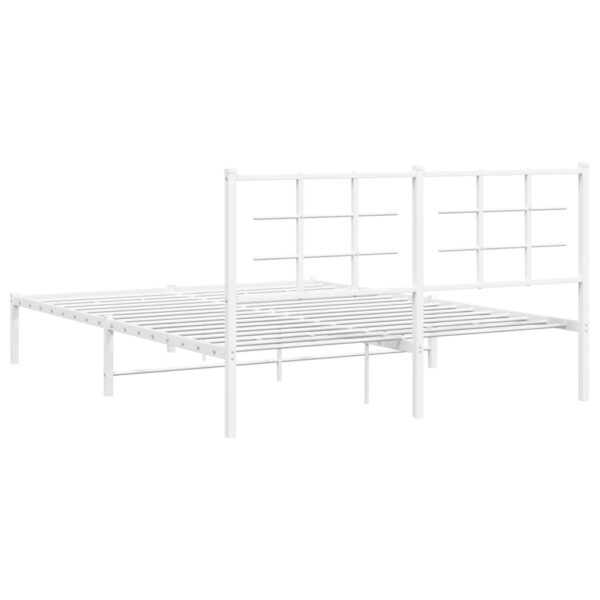 vidaXL Metal Bed Frame with Headboard White 59.1"x78.7" - Image 7